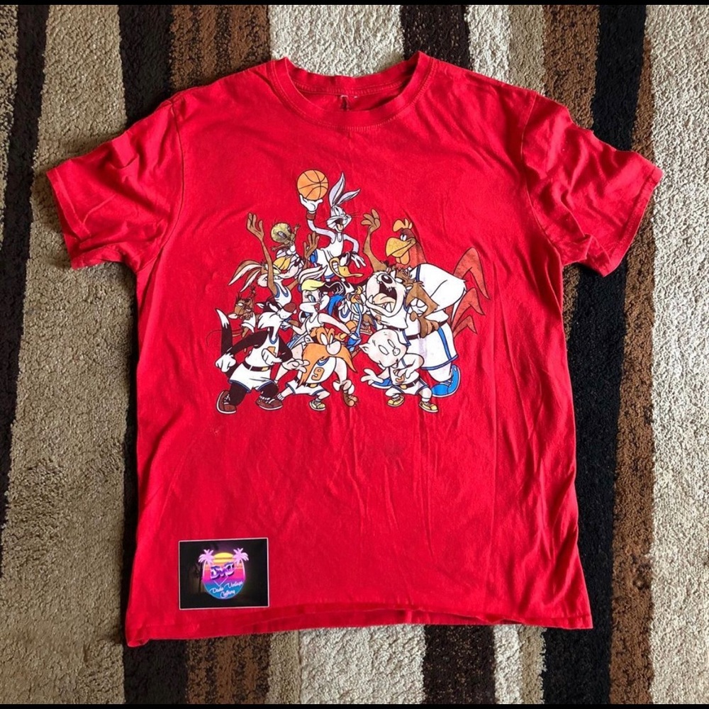 Space Jam Movie Looney Tunes Squad Red T-Shirt Med